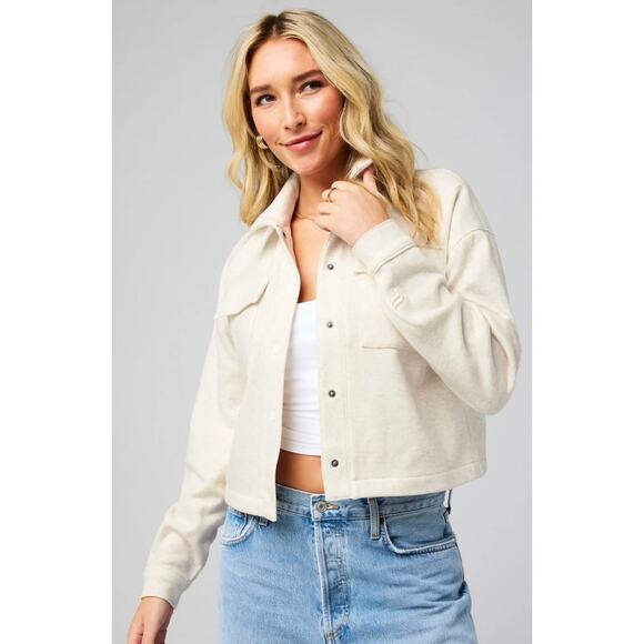 Fabletics Jackets & Blazers - Fabletics NWT Cozy Fleece Cropped Shirt Jacket Size: L Color: Bone Heather